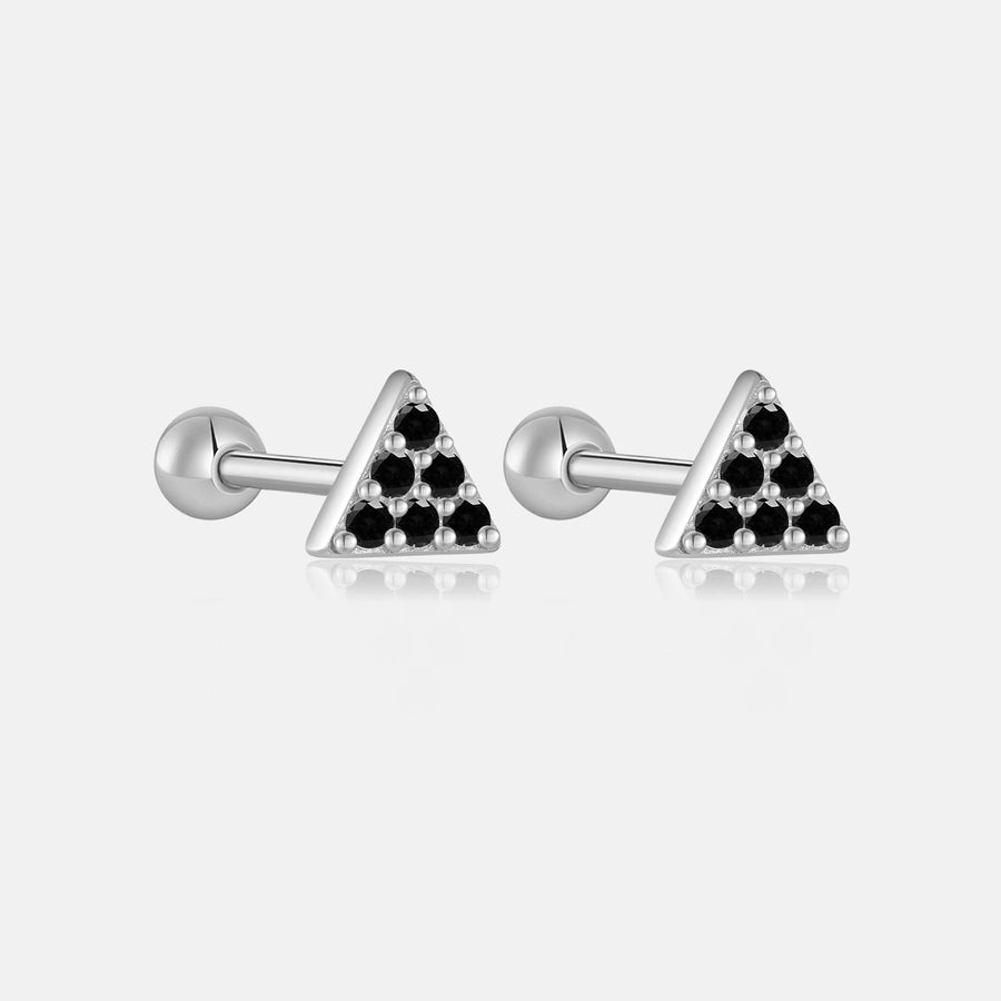 Zircon Geometric 925 Sterling Silver Ear Studs