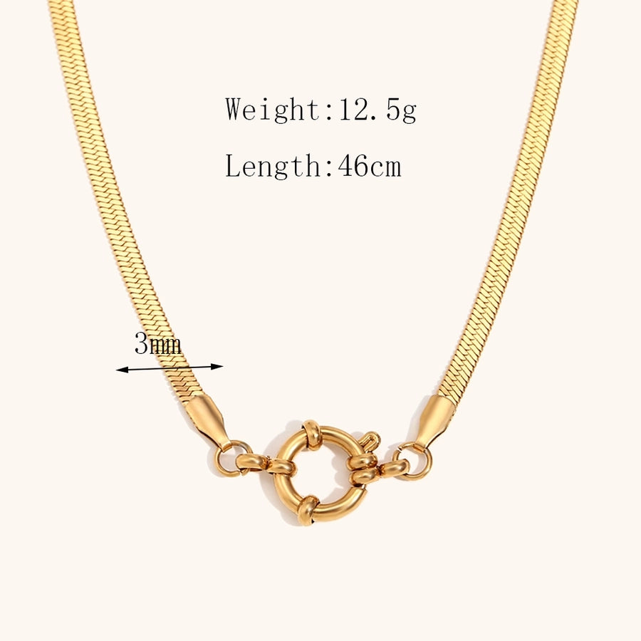 Solid Color 304 Stainless Steel 18K Gold Plated Pendant Necklace