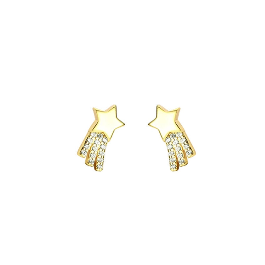 Shooting star plating inlay sterling silver zircon ear studs