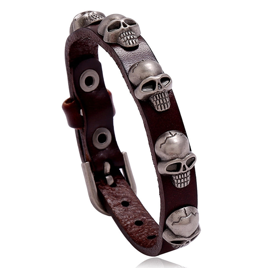 Punk style skull leather trend men and women student jewelry bracelet