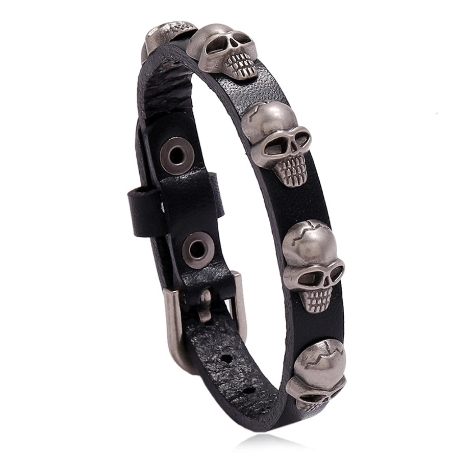 Punk style skull leather trend men and women student jewelry bracelet