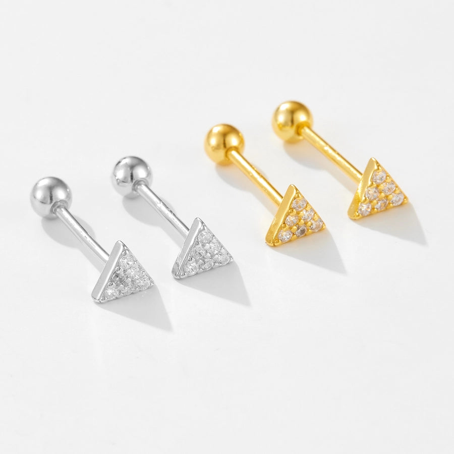 Zircon Geometric 925 Sterling Silver Ear Studs