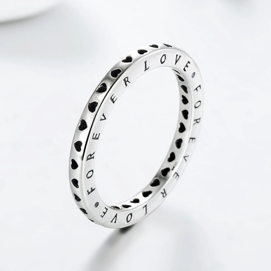 925 Sterling Silver Letter Heart Shape Ring