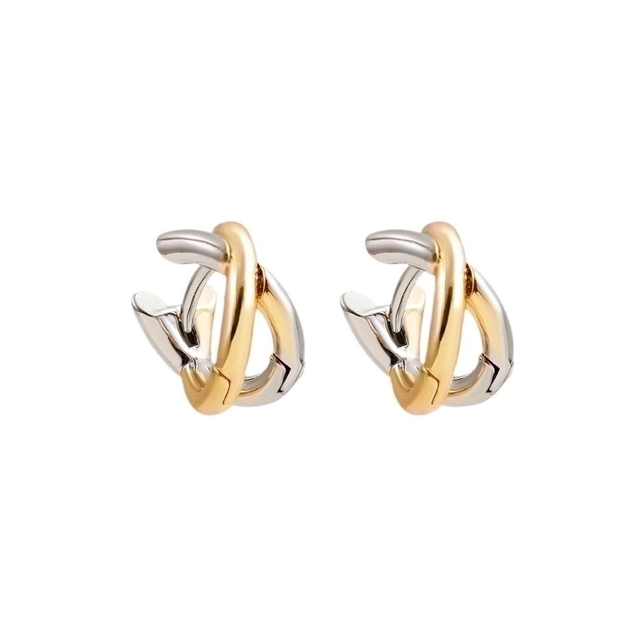 Classic Style Block Copper Gold Plated Ear Studs