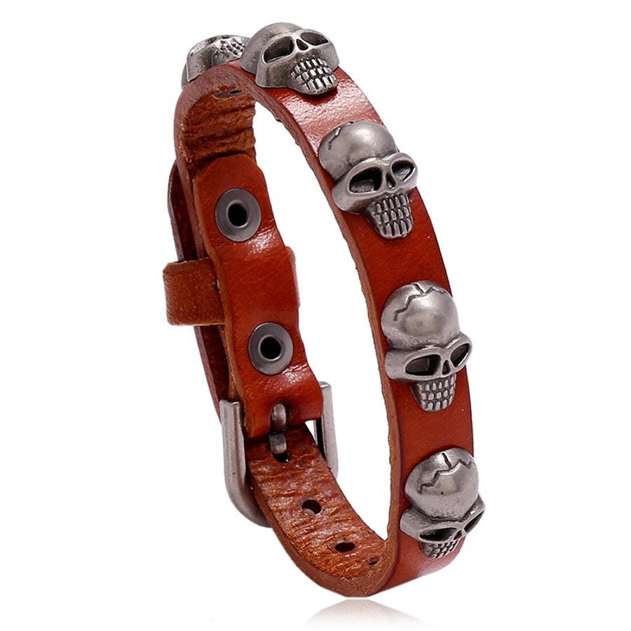 Punk style skull leather trend men and women student jewelry bracelet