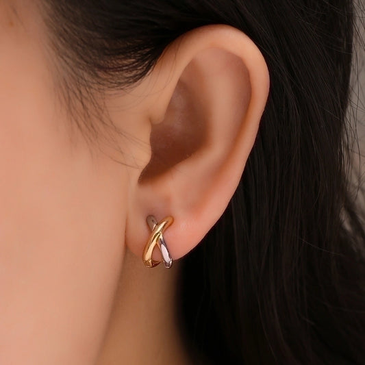 Classic Style Block Copper Gold Plated Ear Studs