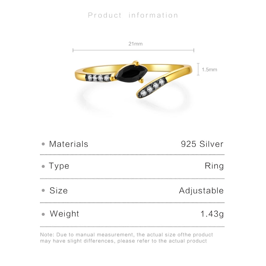 Zircon Geometric 18K Gold Plated 925 Sterling Silver Open Ring