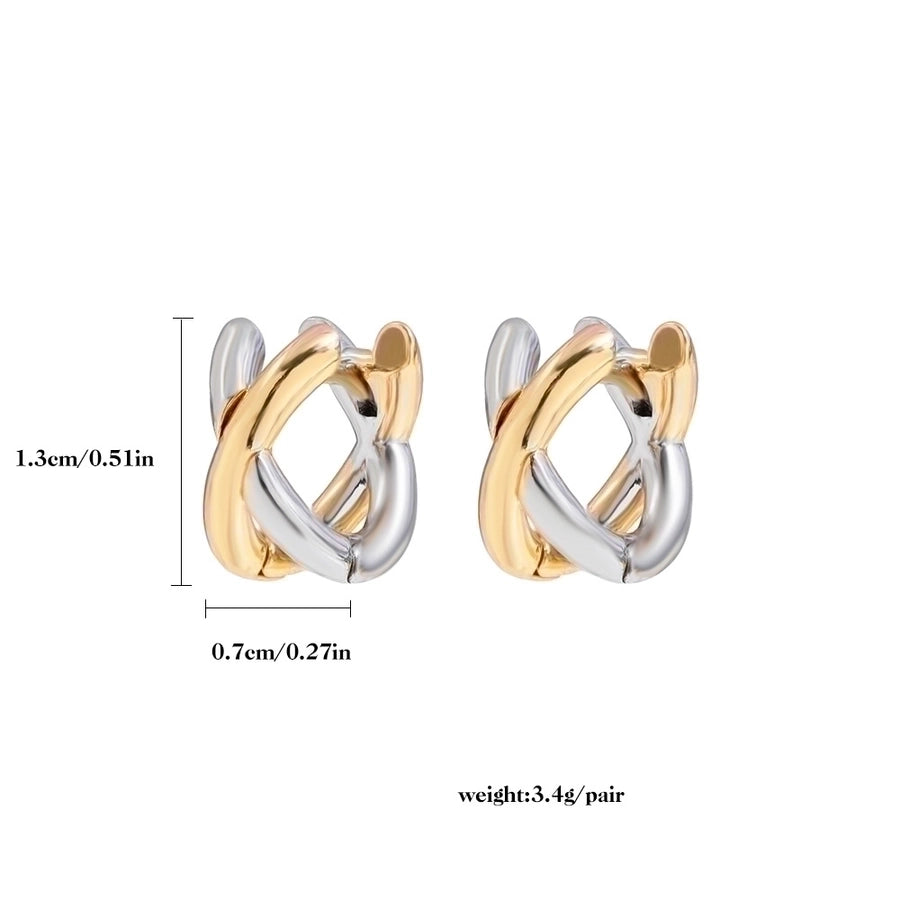 Classic Style Block Copper Gold Plated Ear Studs