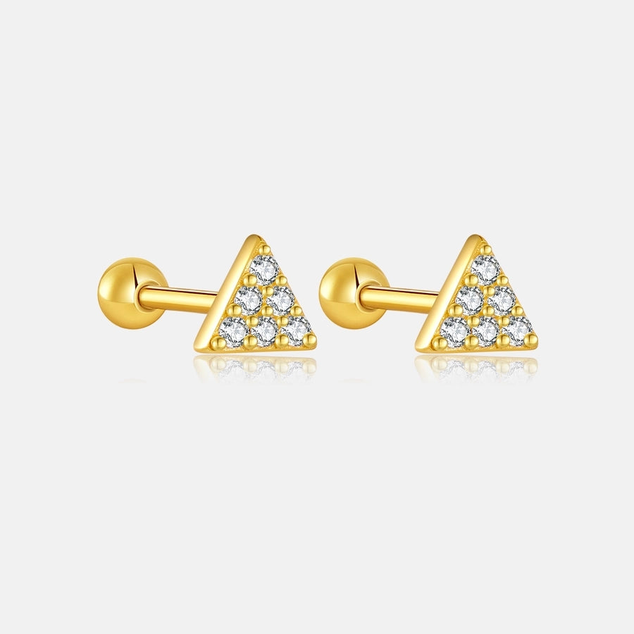 Zircon Geometric 925 Sterling Silver Ear Studs