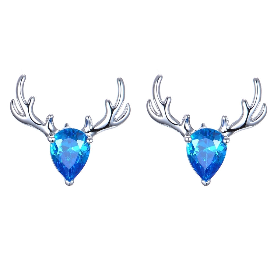 Zircon Antlers Rhodium Plated Sterling Silver Ear Studs