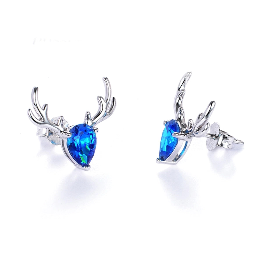 Zircon Antlers Rhodium Plated Sterling Silver Ear Studs