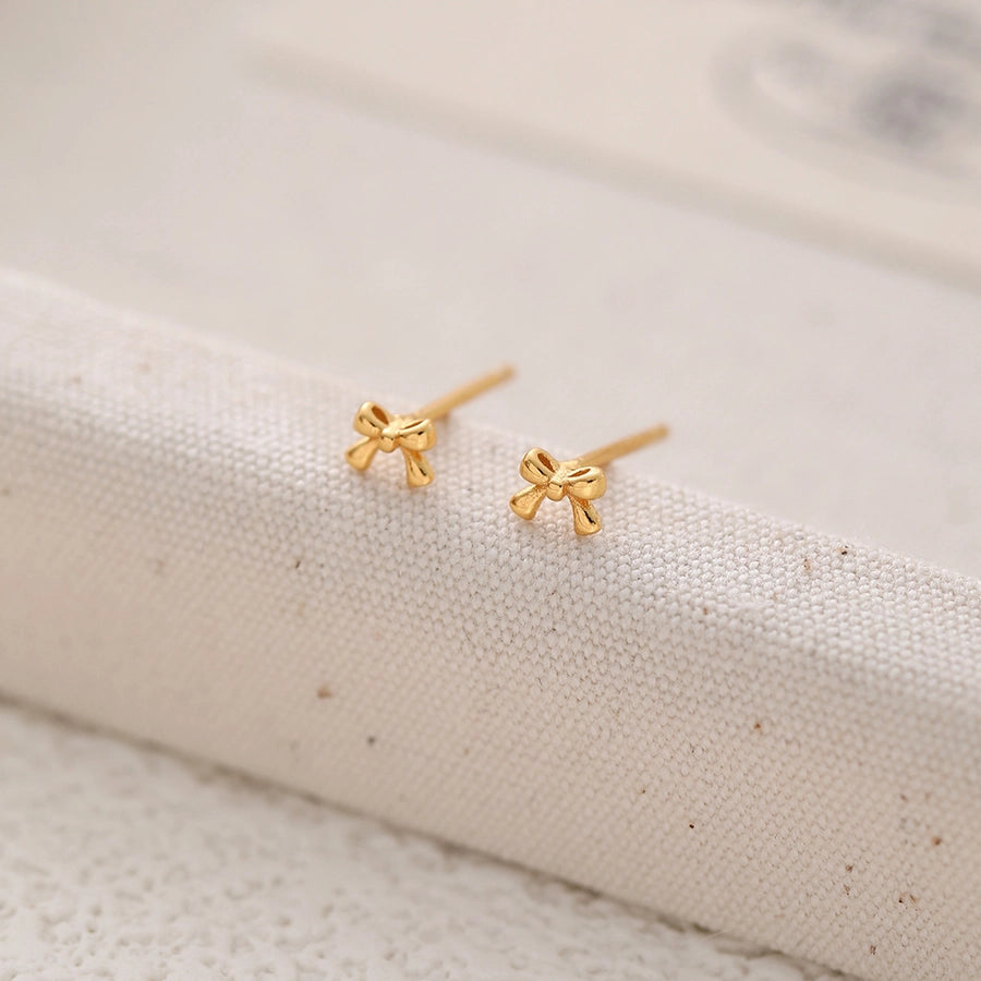 Elegant Bow Knot Plating Sterling Silver Ear Studs