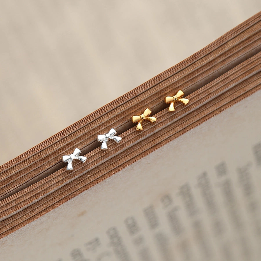 Elegant Bow Knot Plating Sterling Silver Ear Studs