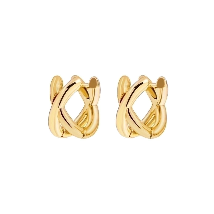 Classic Style Block Copper Gold Plated Ear Studs