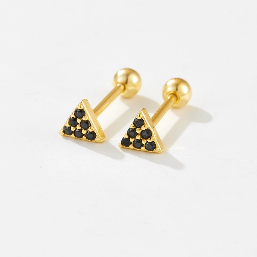 Zircon Geometric 925 Sterling Silver Ear Studs