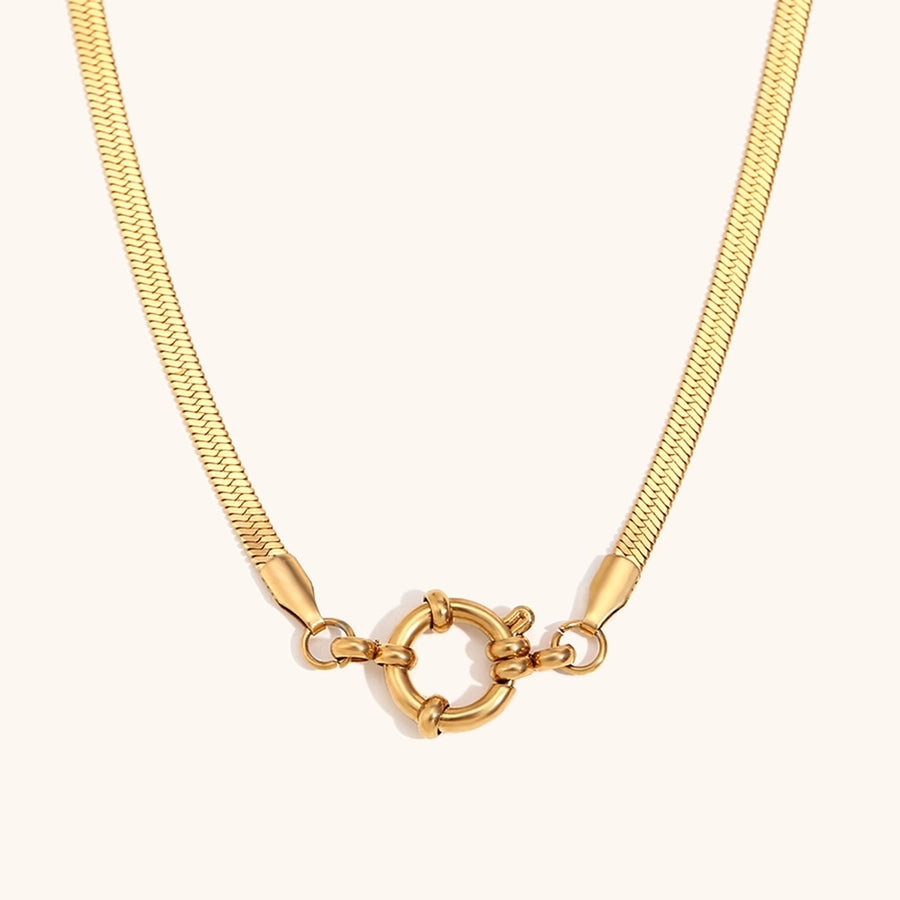 Solid Color 304 Stainless Steel 18K Gold Plated Pendant Necklace