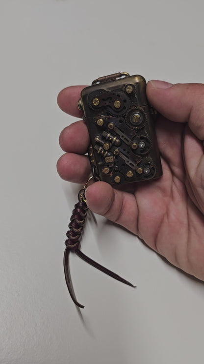 Mechanical Engine Steampunk Brass Flip Press Lighter