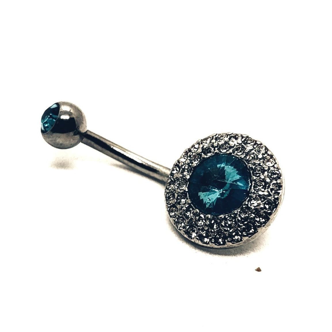 Silver Diamante Circular Belly bar - Pretty Savage Jewellery