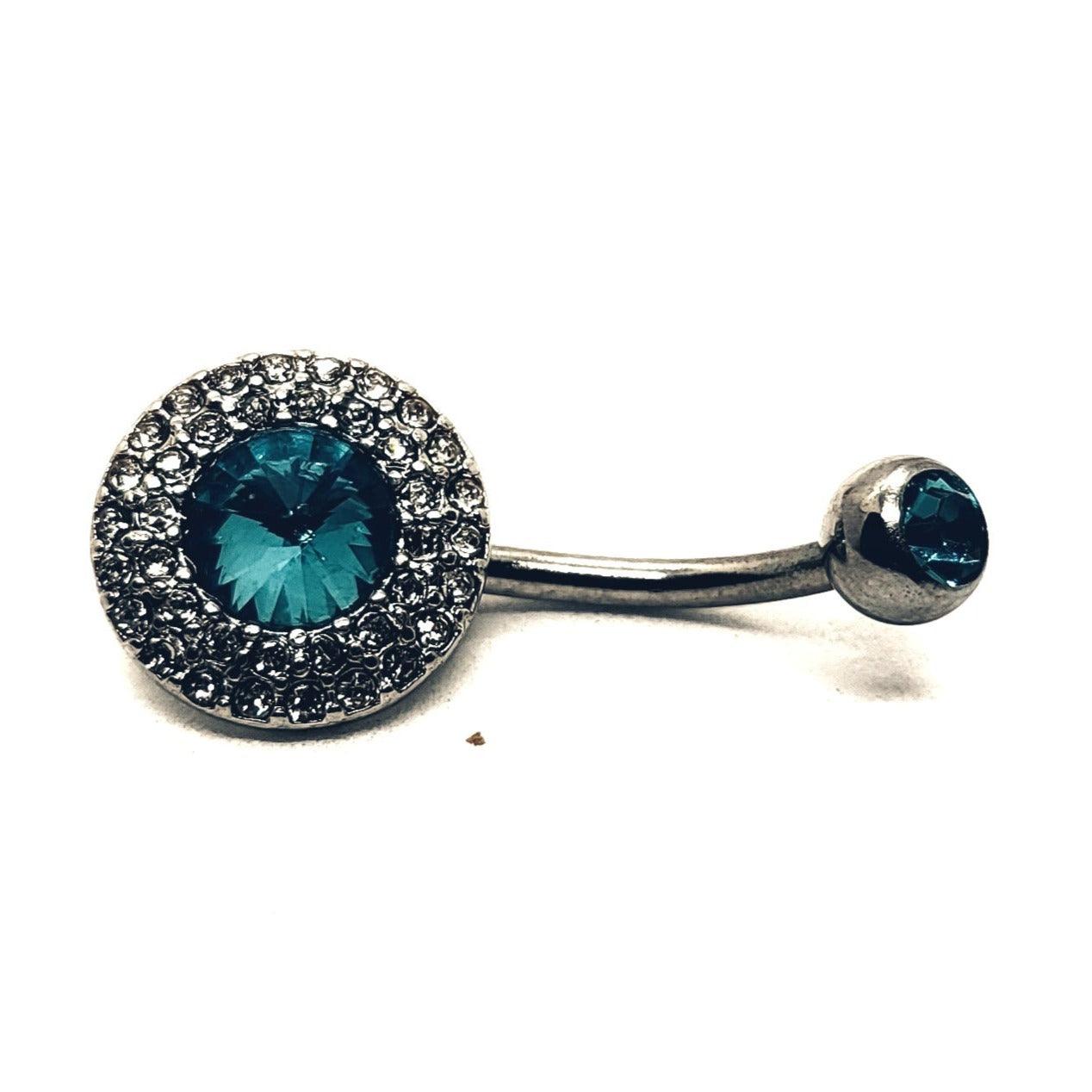 Silver Diamante Circular Belly bar - Pretty Savage Jewellery