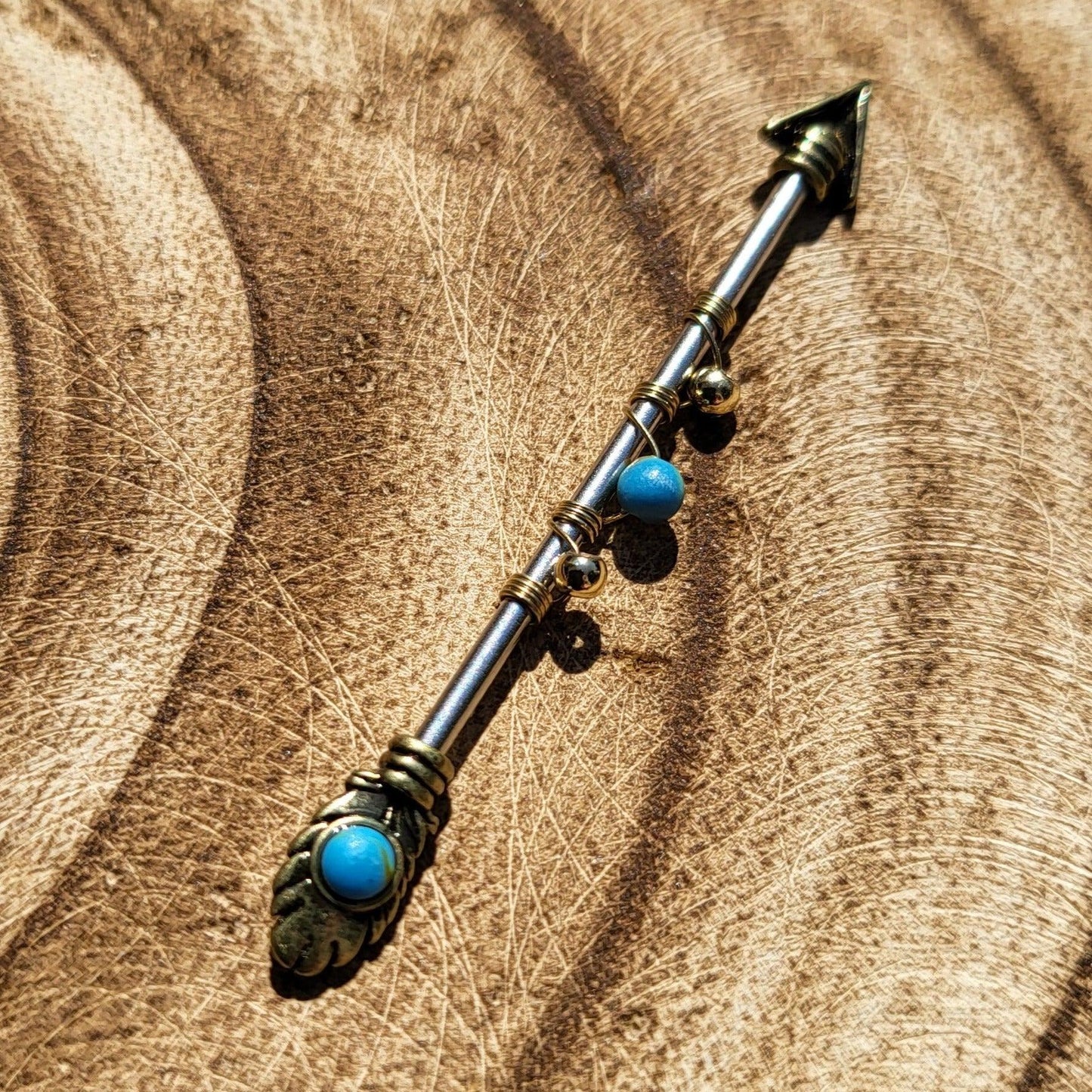 Vintage Tribal Arrow Scaffold Bar industrial bar ear barbell 38mm - Pretty Savage Jewellery