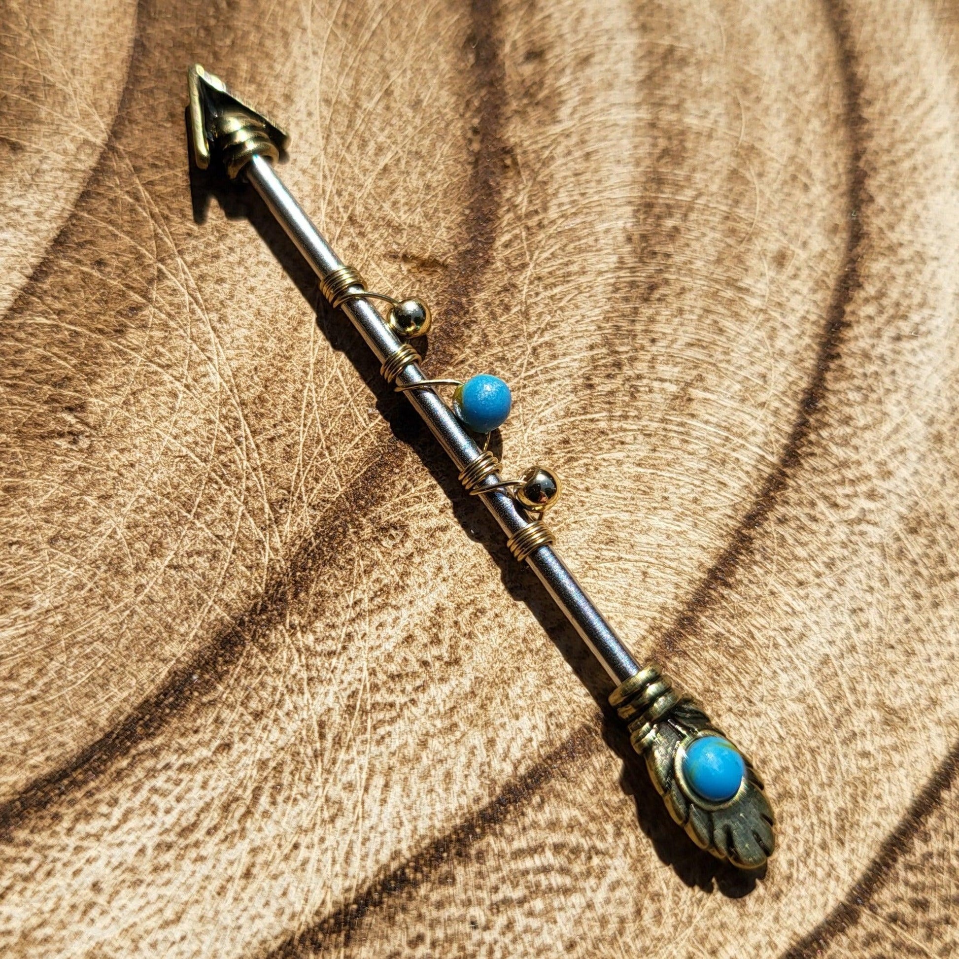 Vintage Tribal Arrow Scaffold Bar industrial bar ear barbell 38mm - Pretty Savage Jewellery