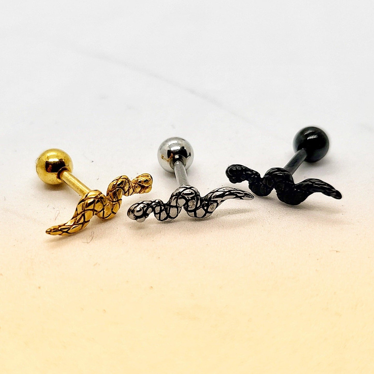 Snake Stainless Steel Ear Studs - Pretty Savage Jewellery