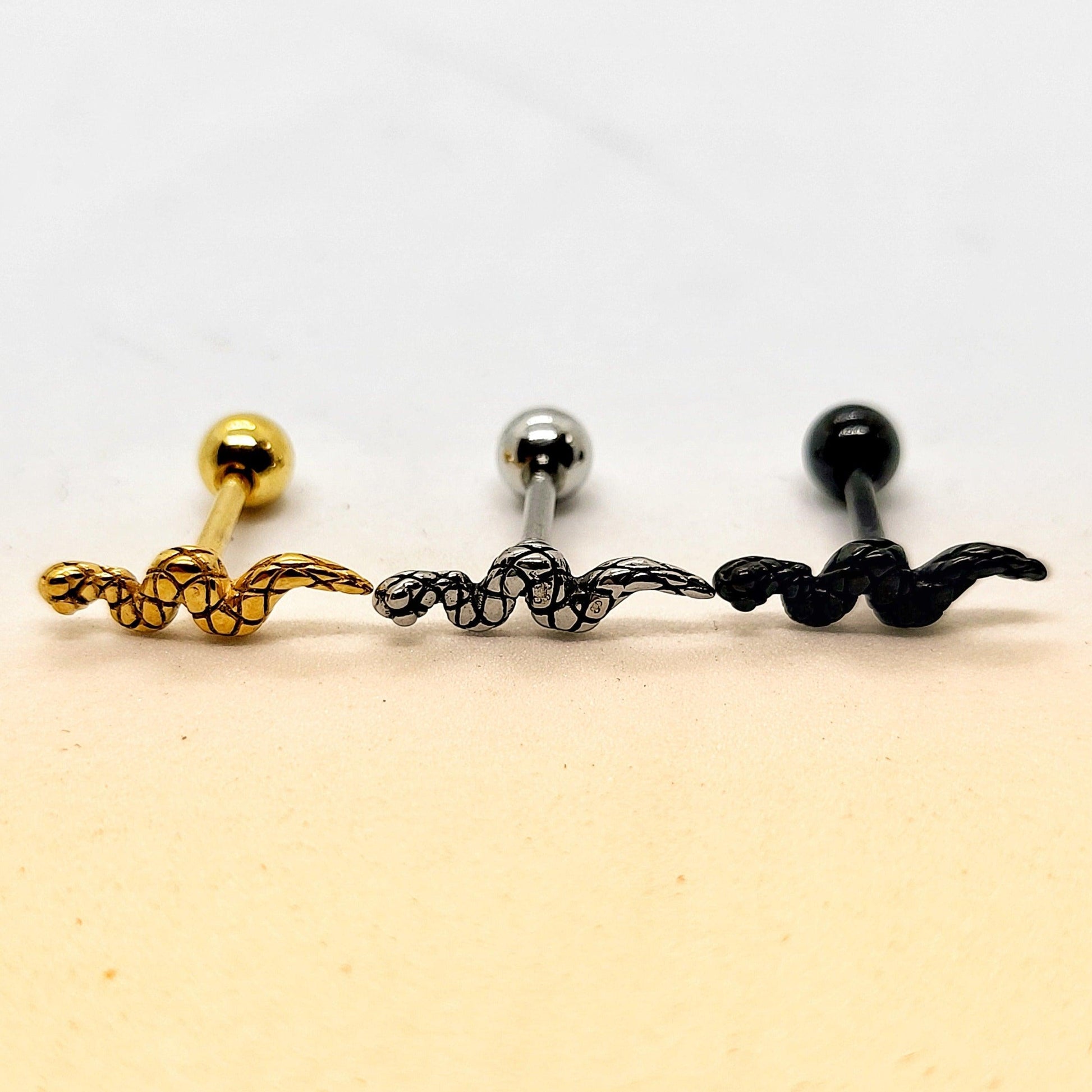 Snake Stainless Steel Ear Studs - Pretty Savage Jewellery