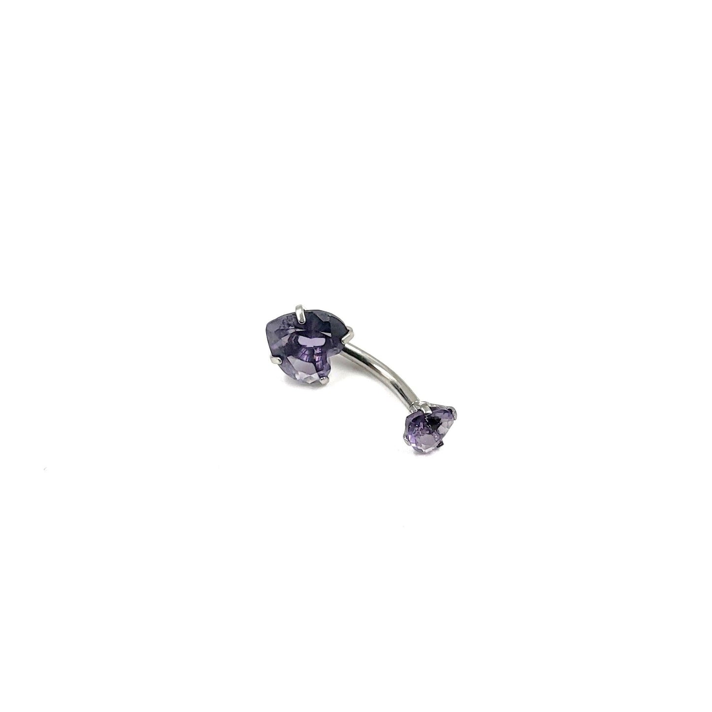 Purple Heart Belly Bar Body Jewellery Purple Heart Gem Navel Bar - Pretty Savage Jewellery