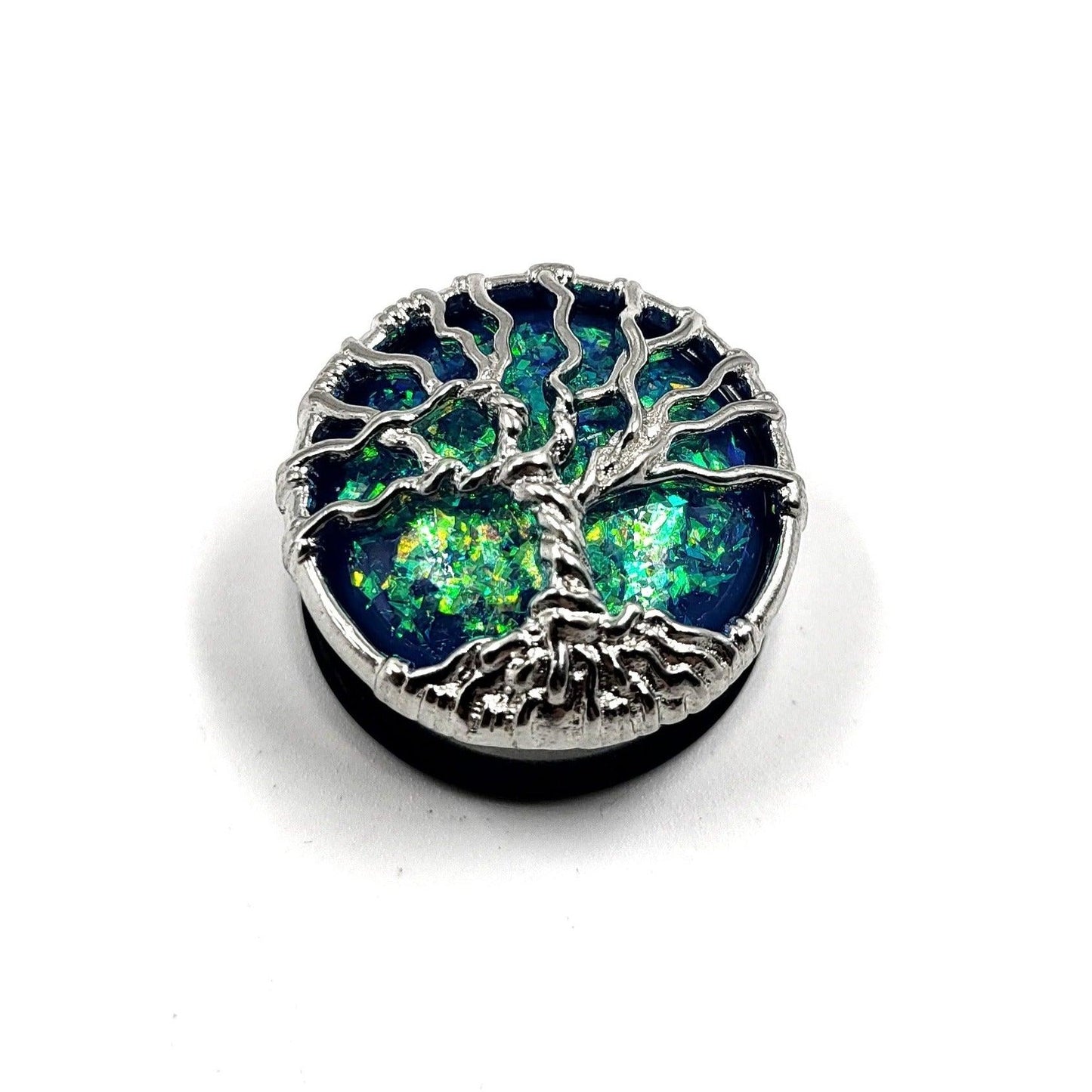 Tree Of Life Ear Plug Northern Lights Opal Flux Ear Tunnel Body Jewellery Plug Ear Stretcher - Pretty Savage Jewellery