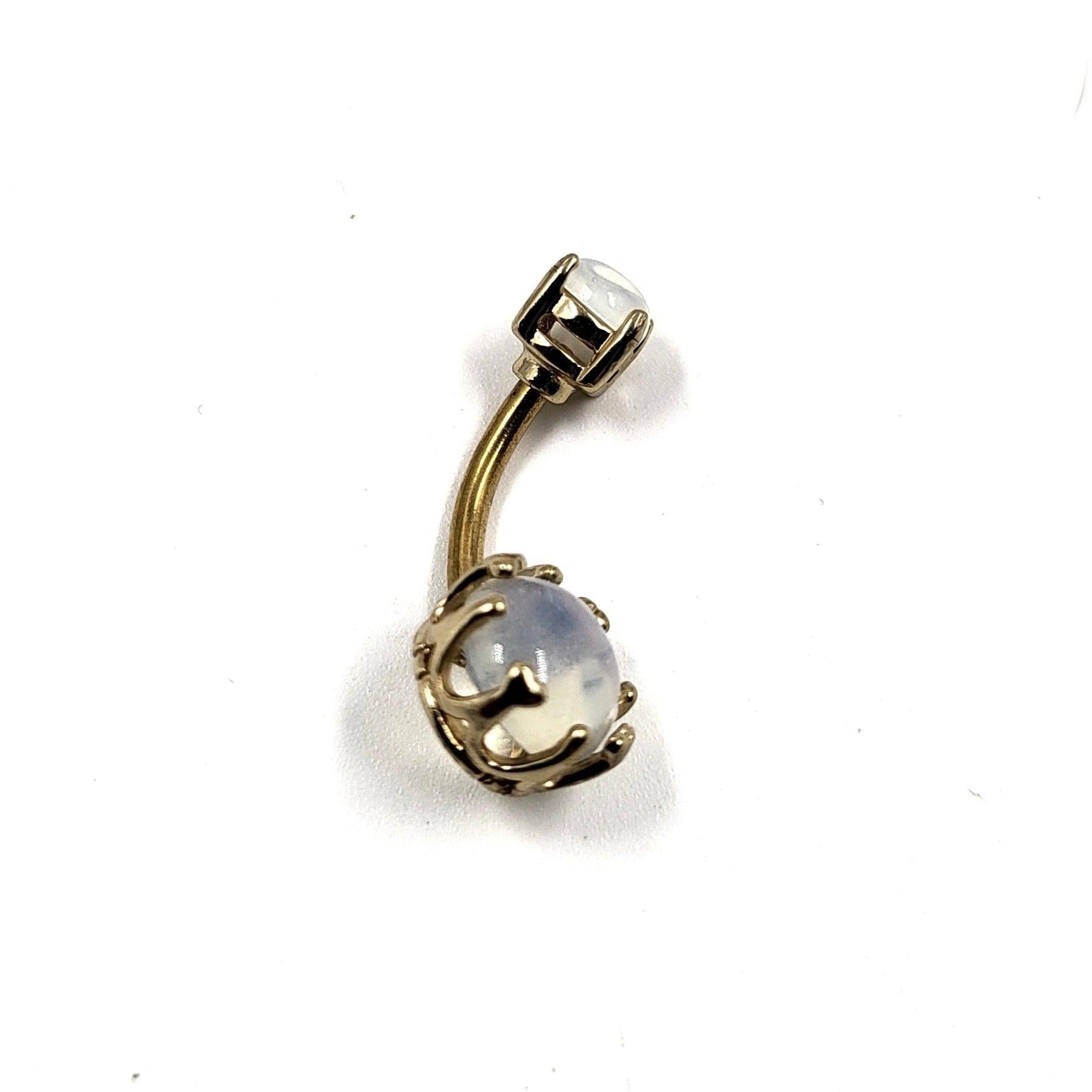 Opel Crowned Belly Bar Navel Bar Gem Belly Button Bar - Pretty Savage Jewellery