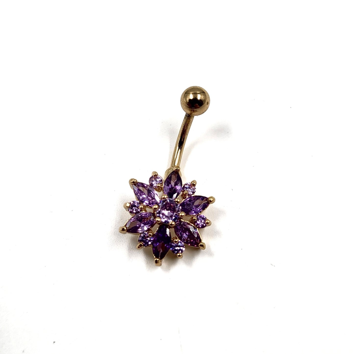 Rhinestone Flower Belly Bar Navel Bar - Pretty Savage Jewellery