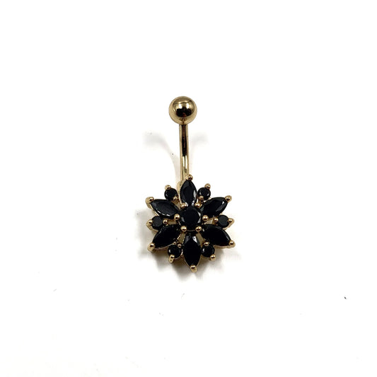 Rhinestone Flower Belly Bar Navel Bar - Pretty Savage Jewellery