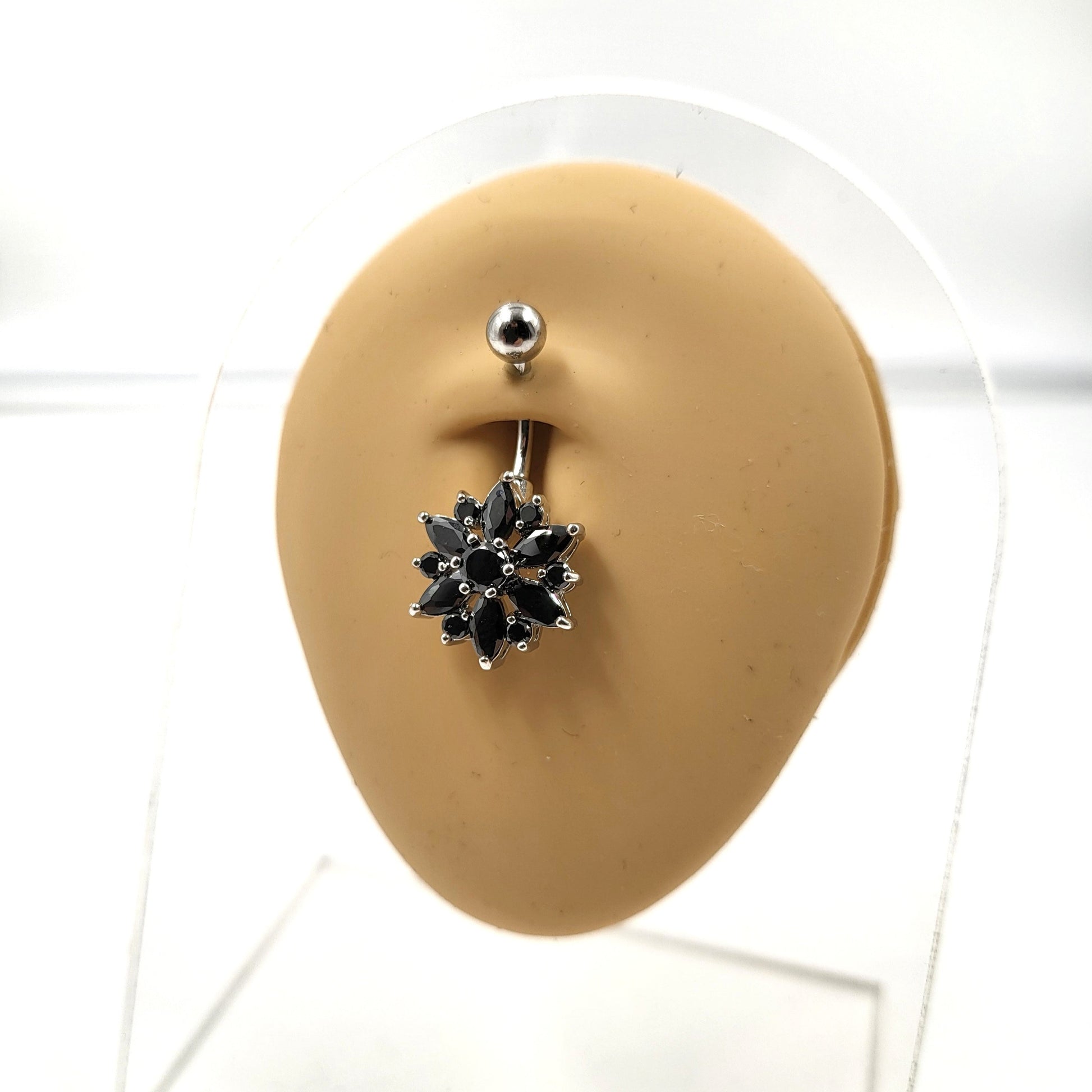 Rhinestone Flower Belly Bar Navel Bar - Pretty Savage Jewellery