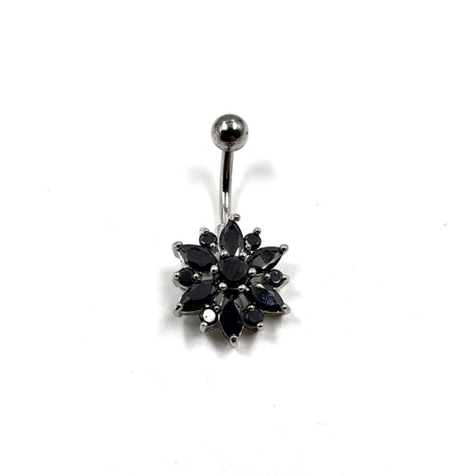 Rhinestone Flower Belly Bar Navel Bar - Pretty Savage Jewellery