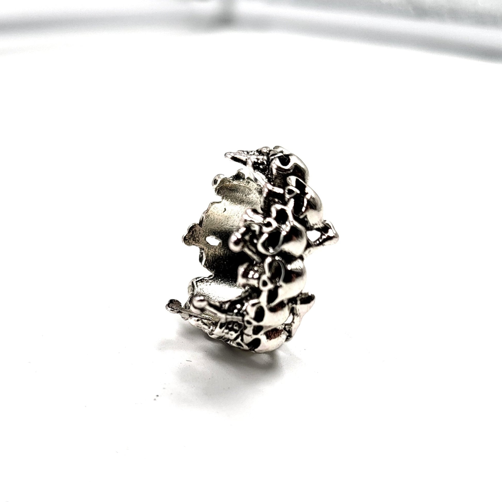 Silver Skulls And Bones Adjustable Ring - Pretty Savage Jewellery