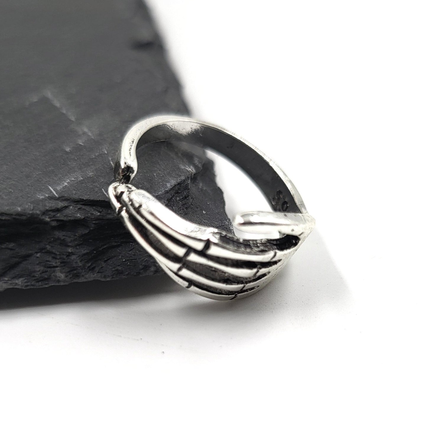 Silver Skeleton Hand Adjustable Ring - Pretty Savage Jewellery