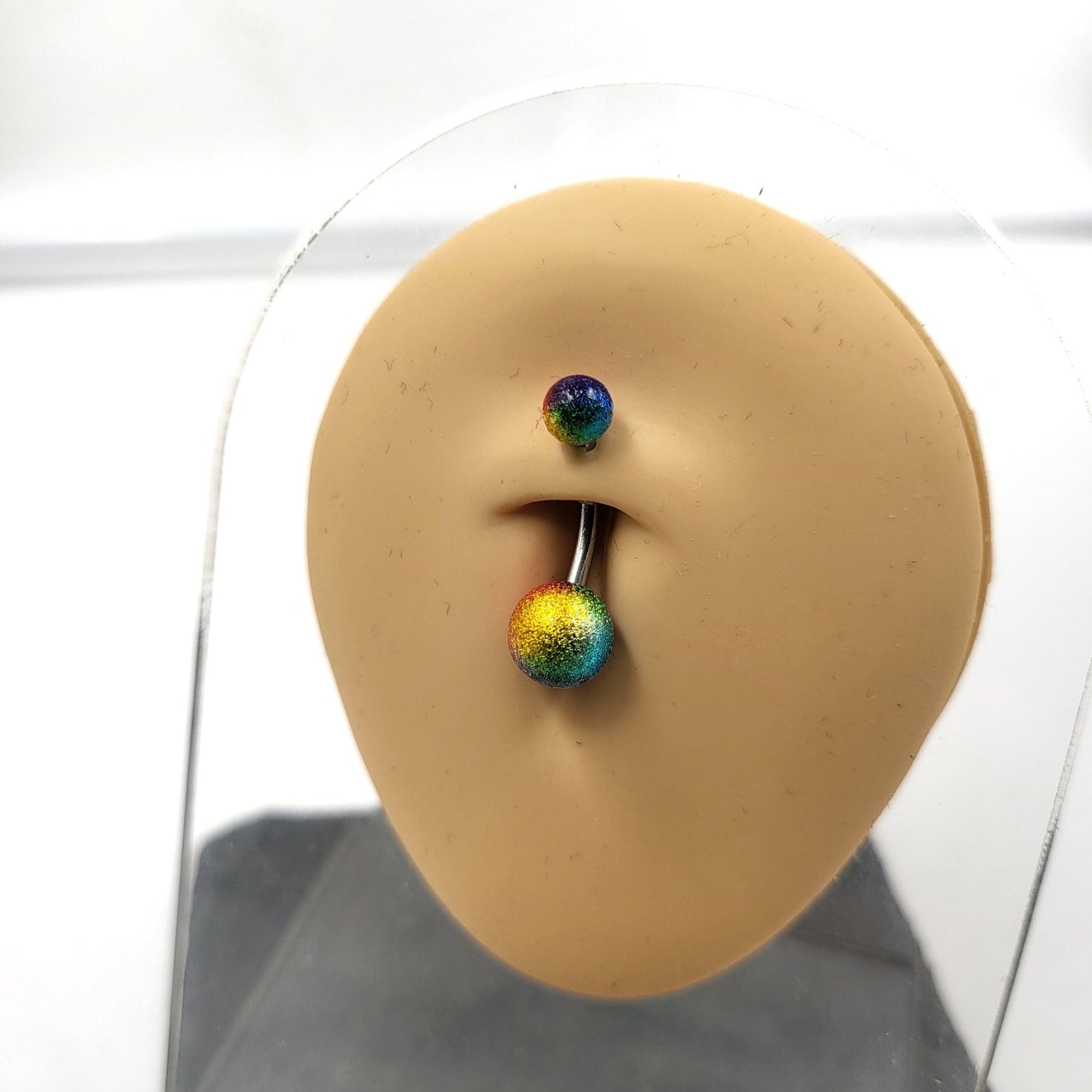 Multicolour Belly Bar Rainbow Stainless Steel Navel Bar Body Jewellery Belly Button Ring Piercing Jewellery - Pretty Savage Jewellery