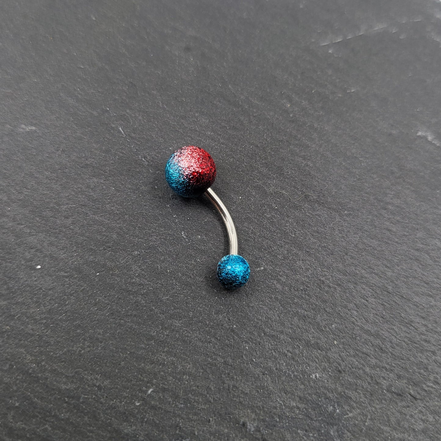 Red & Blue Belly Bar Stainless Steel Navel Bar Body Jewellery Belly Button Ring Piercing Jewellery - Pretty Savage Jewellery