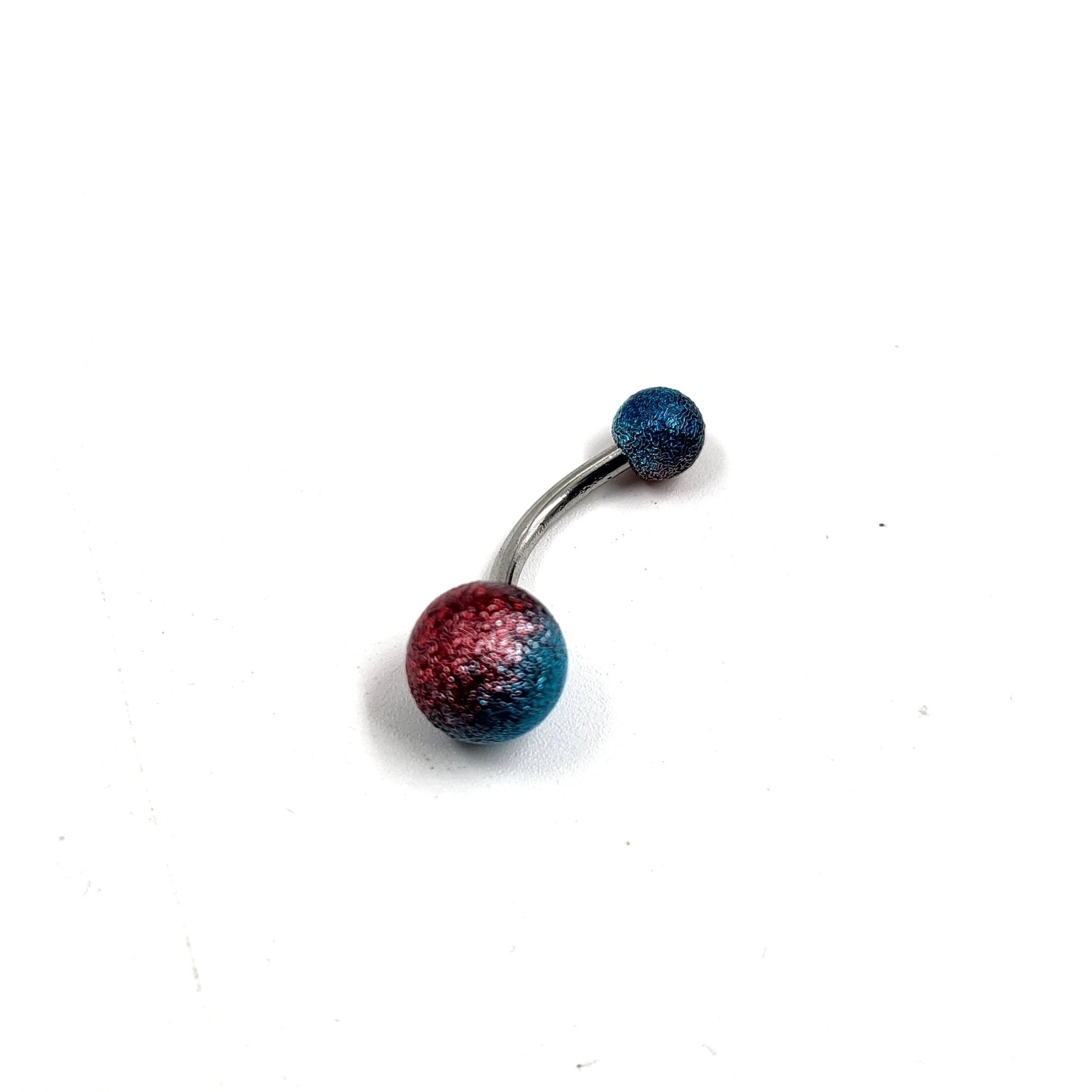 Red & Blue Belly Bar Stainless Steel Navel Bar Body Jewellery Belly Button Ring Piercing Jewellery - Pretty Savage Jewellery