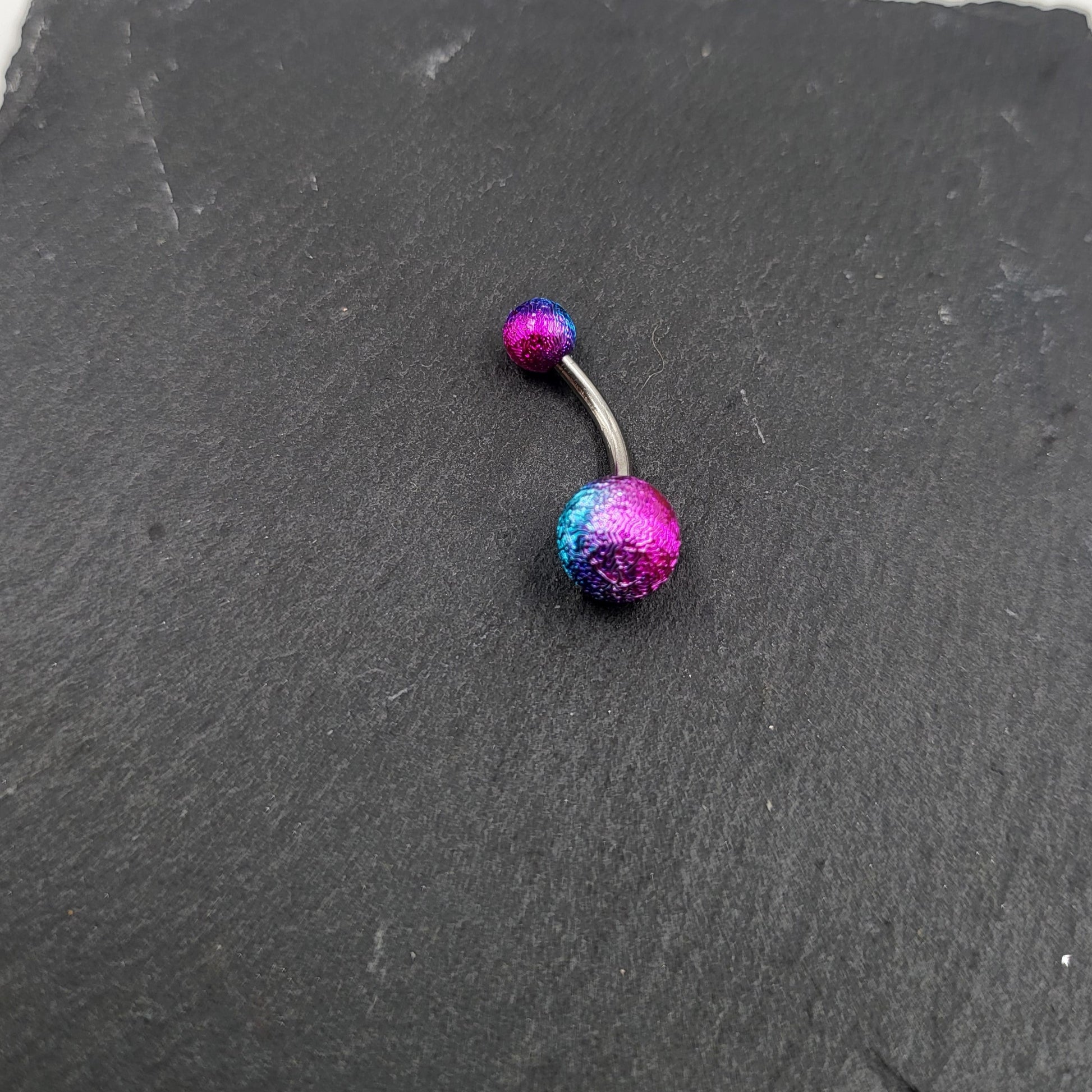 Pink & Blue Belly Bar Stainless Steel Navel Bar Body Jewellery Belly Button Ring Piercing Jewellery - Pretty Savage Jewellery