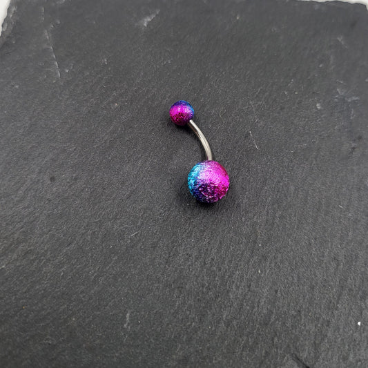 Pink & Blue Belly Bar Stainless Steel Navel Bar Body Jewellery Belly Button Ring Piercing Jewellery - Pretty Savage Jewellery