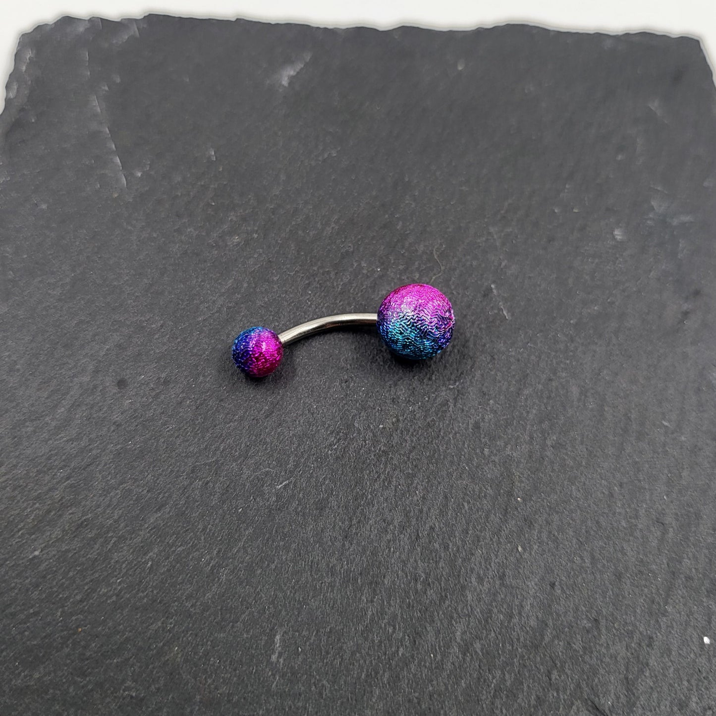 Pink & Blue Belly Bar Stainless Steel Navel Bar Body Jewellery Belly Button Ring Piercing Jewellery - Pretty Savage Jewellery