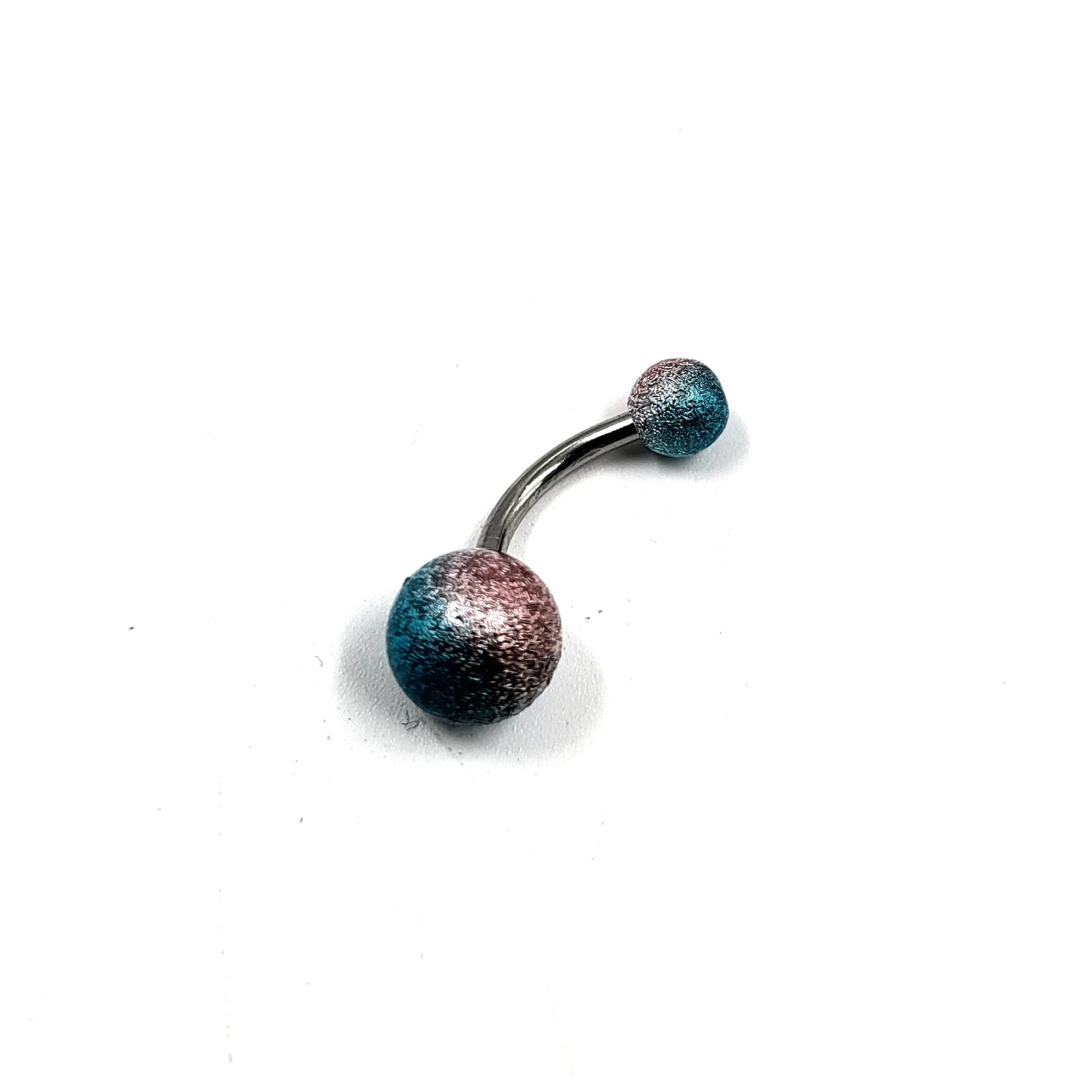 Pink And Blue Belly Bar Stainless Steel Navel Bar Body Jewellery Belly Button Ring Piercing Jewellery - Pretty Savage Jewellery