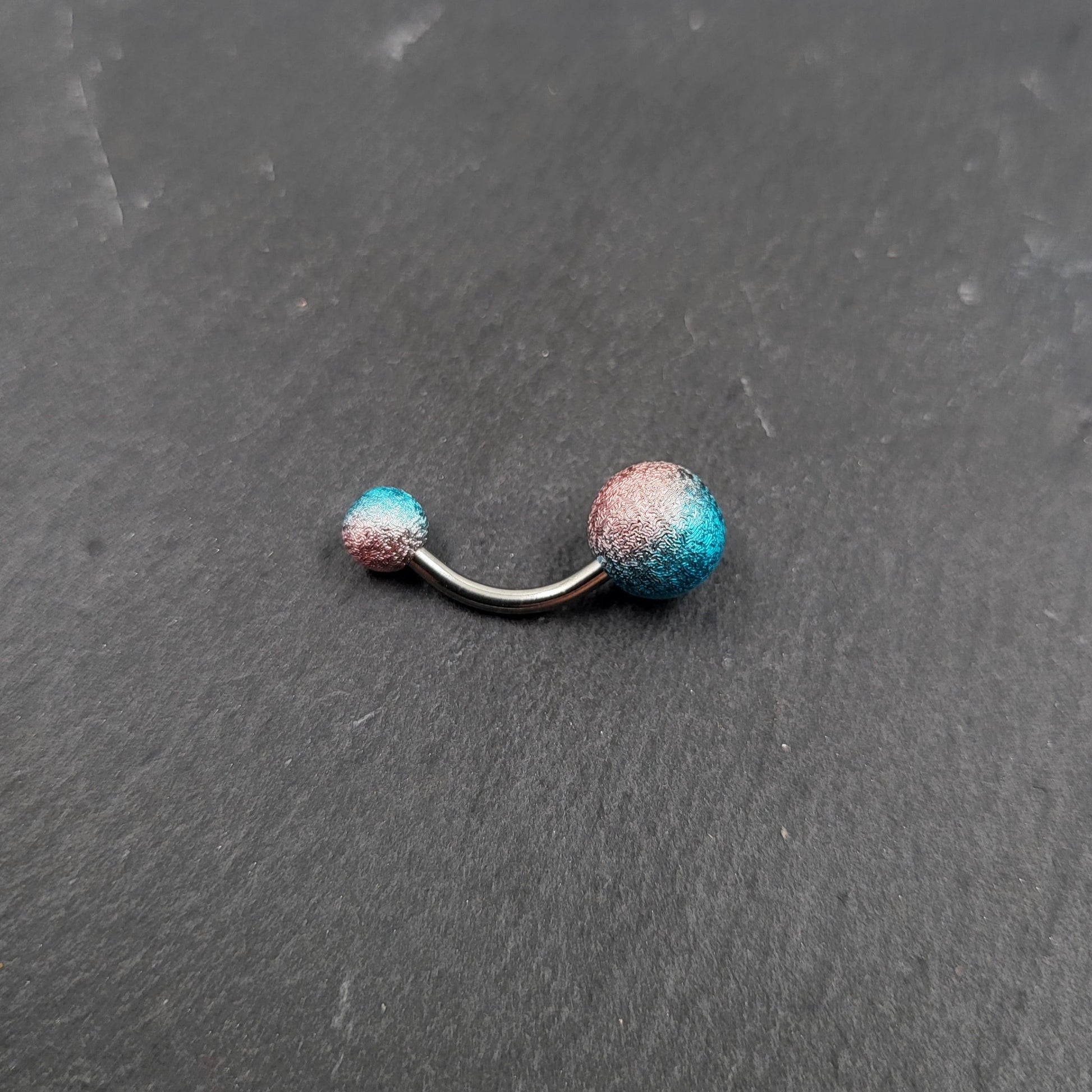 Pink And Blue Belly Bar Stainless Steel Navel Bar Body Jewellery Belly Button Ring Piercing Jewellery - Pretty Savage Jewellery