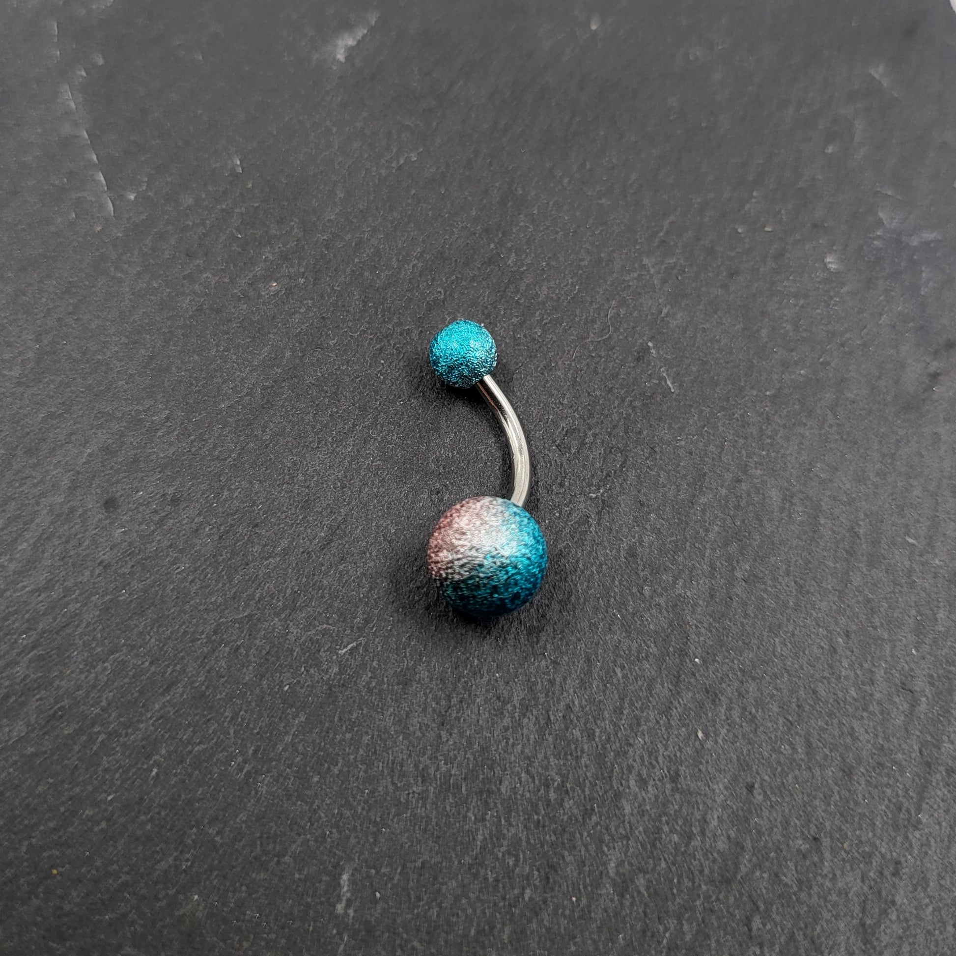 Pink And Blue Belly Bar Stainless Steel Navel Bar Body Jewellery Belly Button Ring Piercing Jewellery - Pretty Savage Jewellery