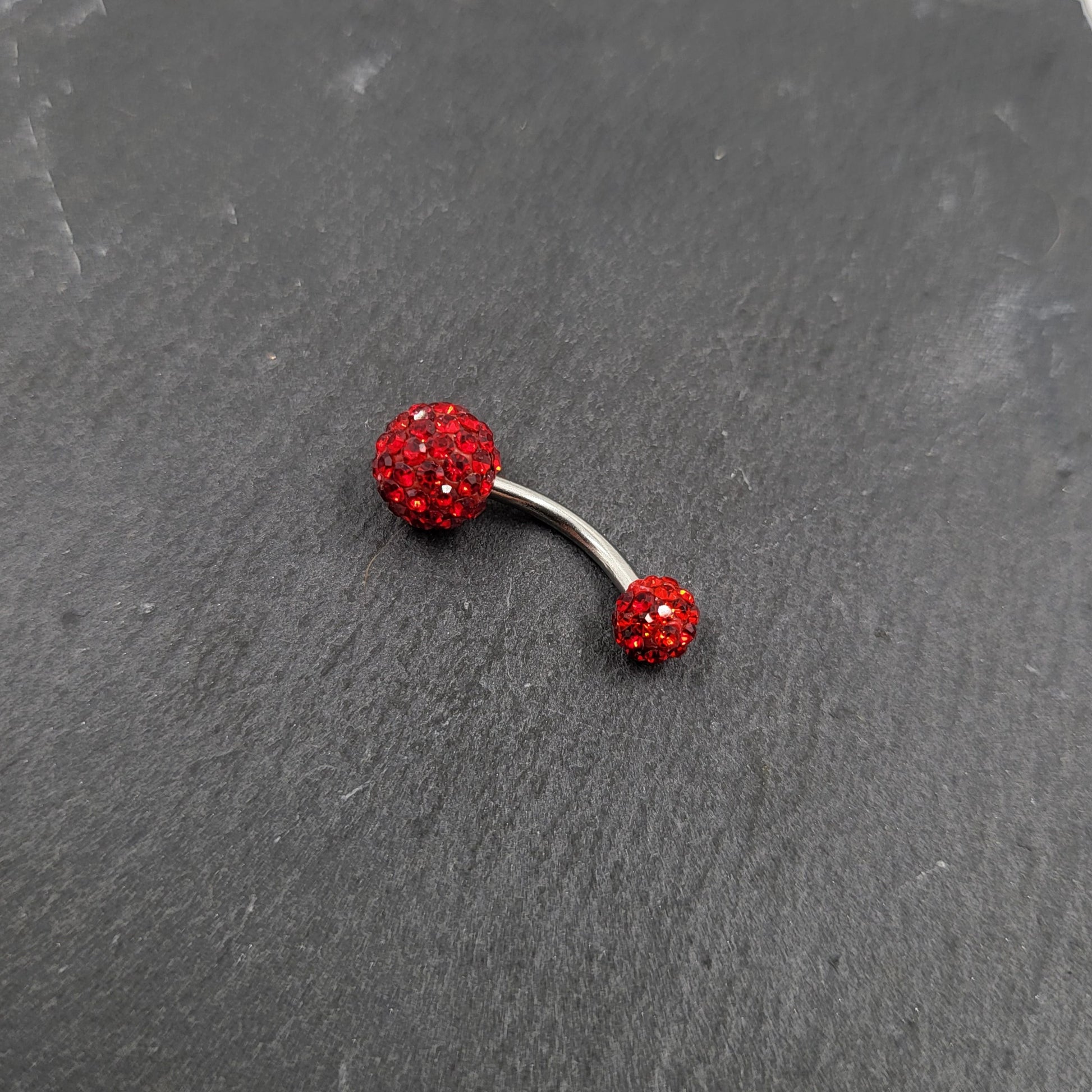 Red Gem Crystal Belly Bar Navel Bar - Pretty Savage Jewellery