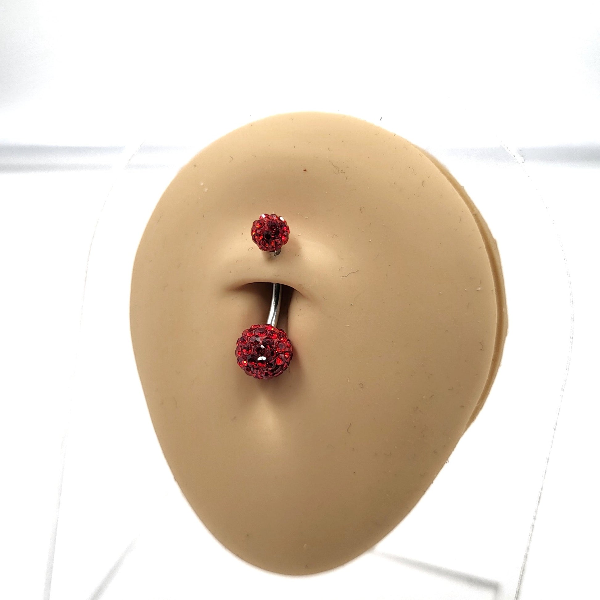 Red Gem Crystal Belly Bar Navel Bar - Pretty Savage Jewellery