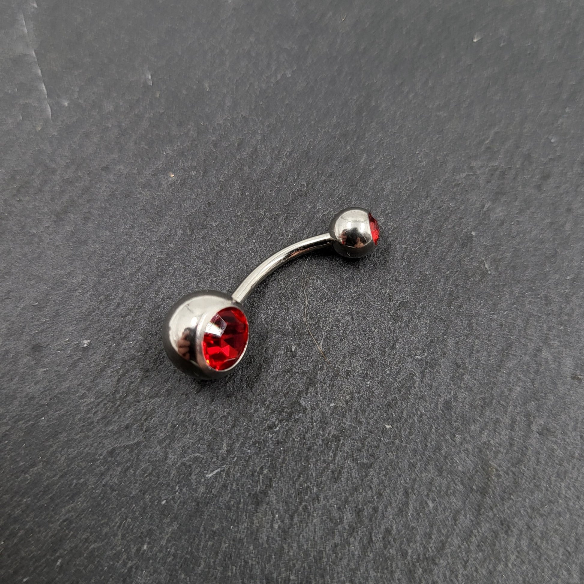 Red Gem Belly Bar Body Jewellery Red Ball Navel Bar - Pretty Savage Jewellery