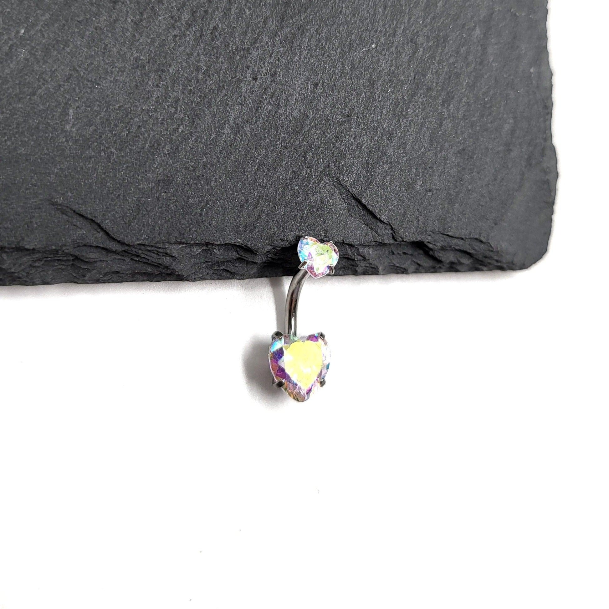 Pink Heart Shaped Gem Belly Bar Navel Bar - Pretty Savage Jewellery