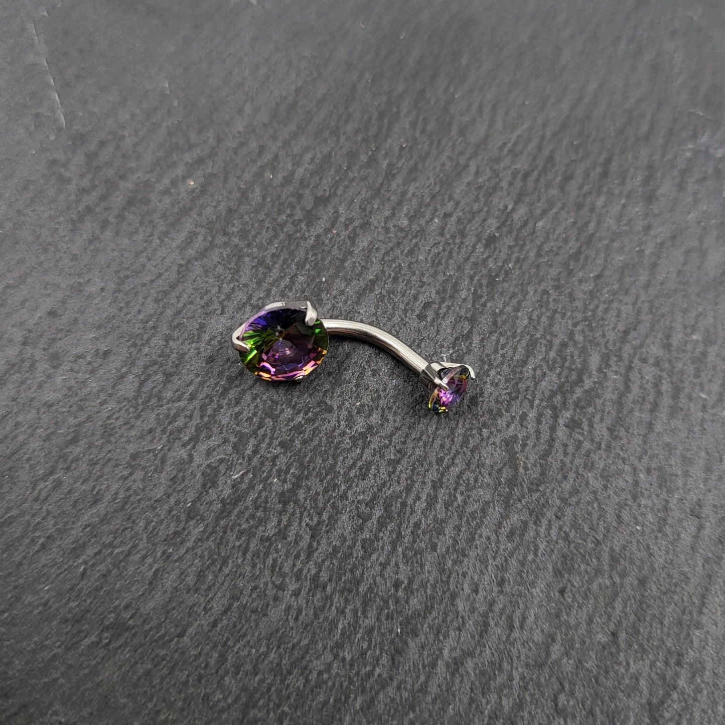 Purple Diamond Gem Belly Bar Purple Navel Bar - Pretty Savage Jewellery